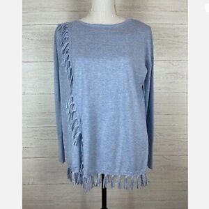 Lilly pulitzer XL Emberly Heathered Blue Peri Fringe Knit Sweater